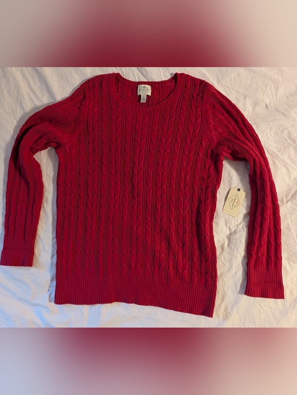 St. John’s Bay Cable Knit Sweater Women's XL feverish pink Crew Neck New